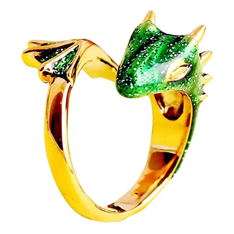 

Open Ring 2021 Adjustable Enamel Glaze Glaze Highlights Black Knight Dragon Personality Trend Men and Women Jewelry Gifts