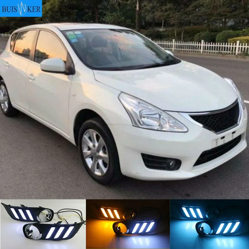 1 пара для Nissan Tiida 2011 2015 спереди светодиод дневного света DRL мигающий Дневной свет