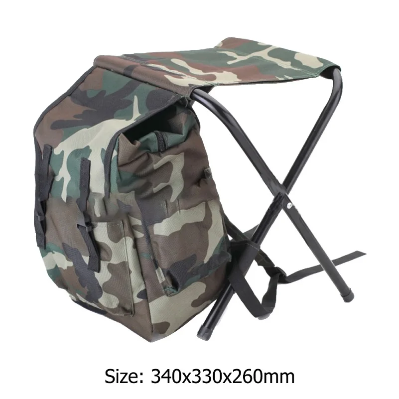 camouflage Открытый Альпинизм Рыбалка складной табурет стул с сумкой для хранения портативный вместительный рюкзак Mochila Pesca Iscas снасти - Цвет: camouflage