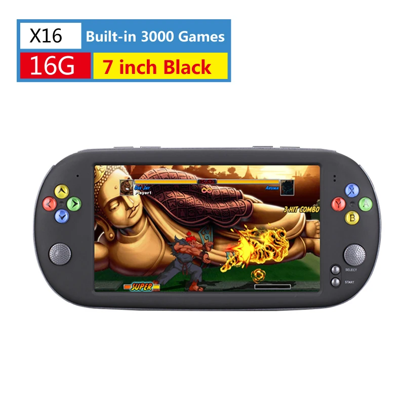 X16 16G Black X16 7 дюймов игровой консоли 8 Гб 16 г ручной X19 чехол для телефона в виде ретро-игровой плеер встроенный 2500/3000 игр X12 плюс видео игрового контроллера геймпад для Neogeo Arcade - Цвет: X16 16G Black