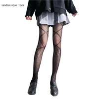 women fashion star printed fishnet tights black hollow out sexy mesh heart pantyhose punk pattern pantyhose tights party club