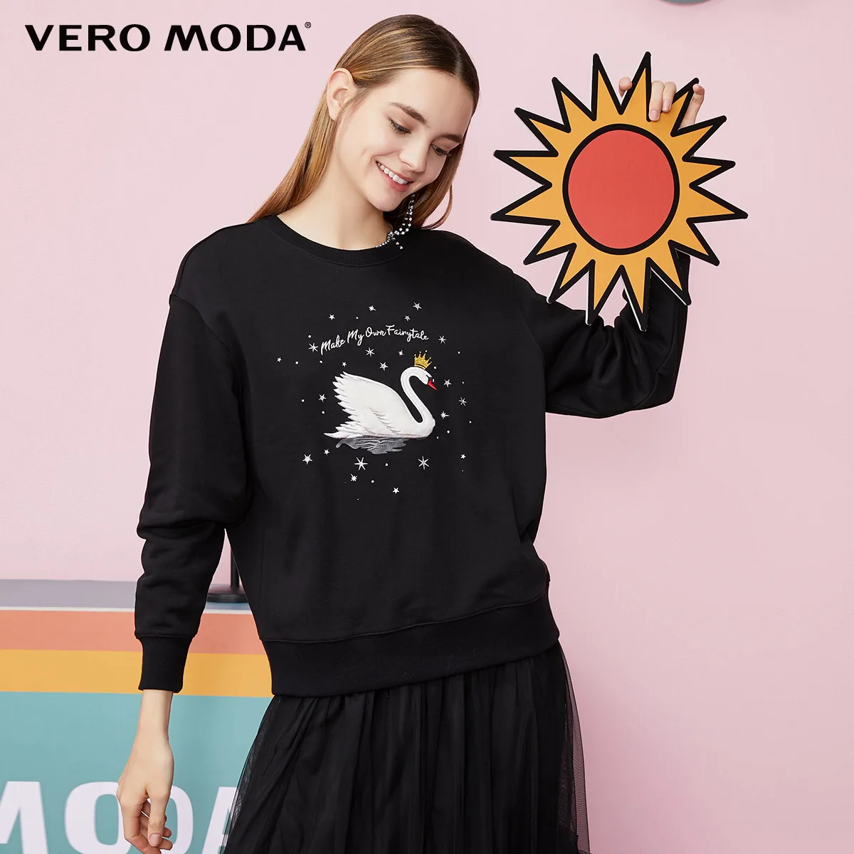 Женская свободная толстовка с длинными рукавами и открытыми плечами Vero Moda | 319333516