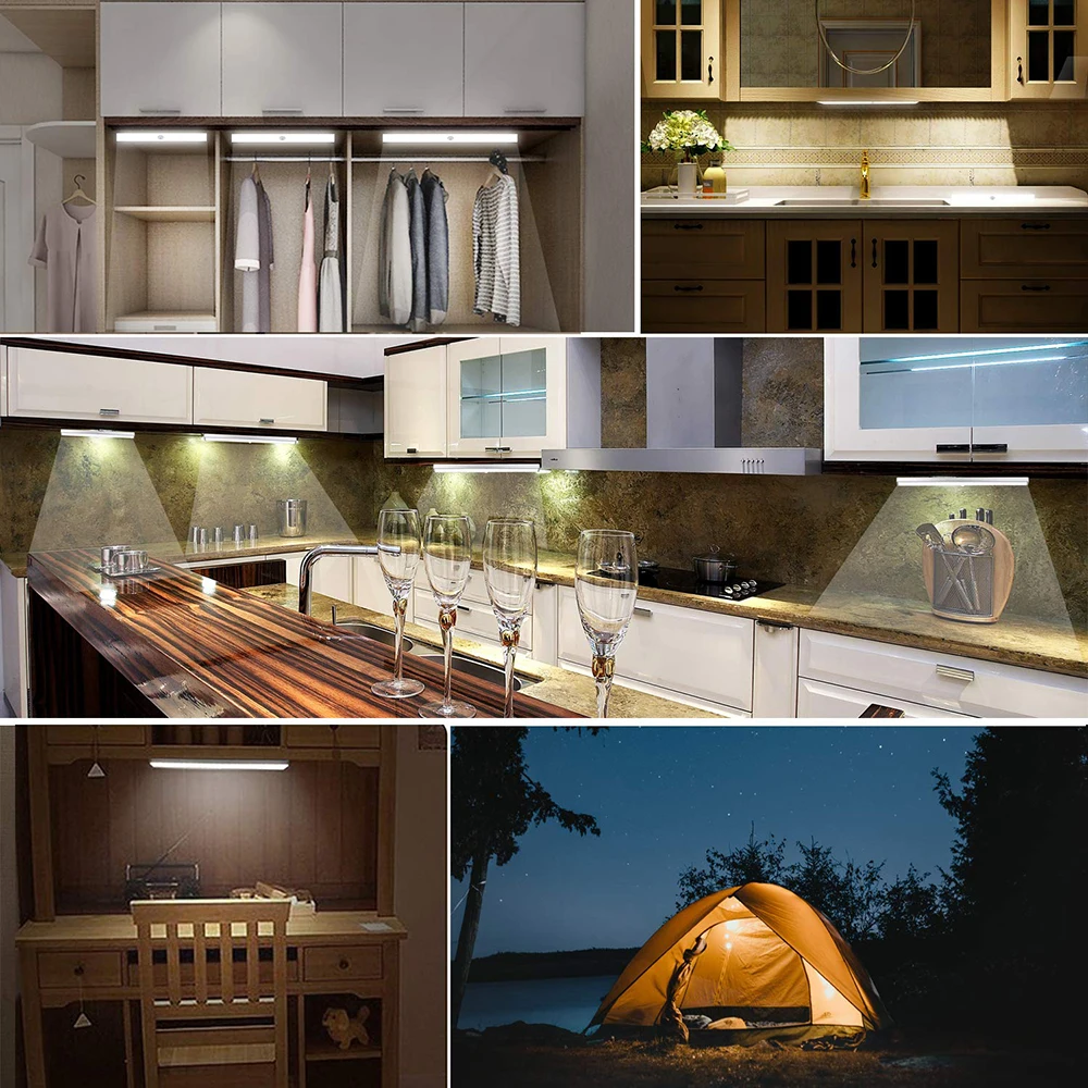 usb rechargeable 68 led under cabinet light dimmable pir motion sensor closet night light for wardrobe cupboard kitchen wall free global shipping