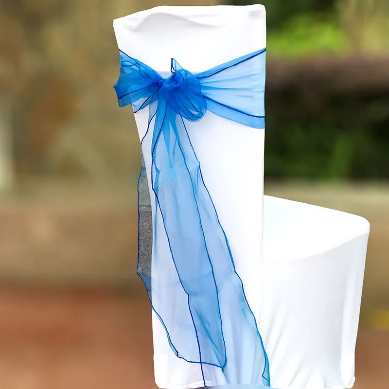 25 шт./лот чехол с бантиком и поясом из органзы для стула тюль свадьбы праздника