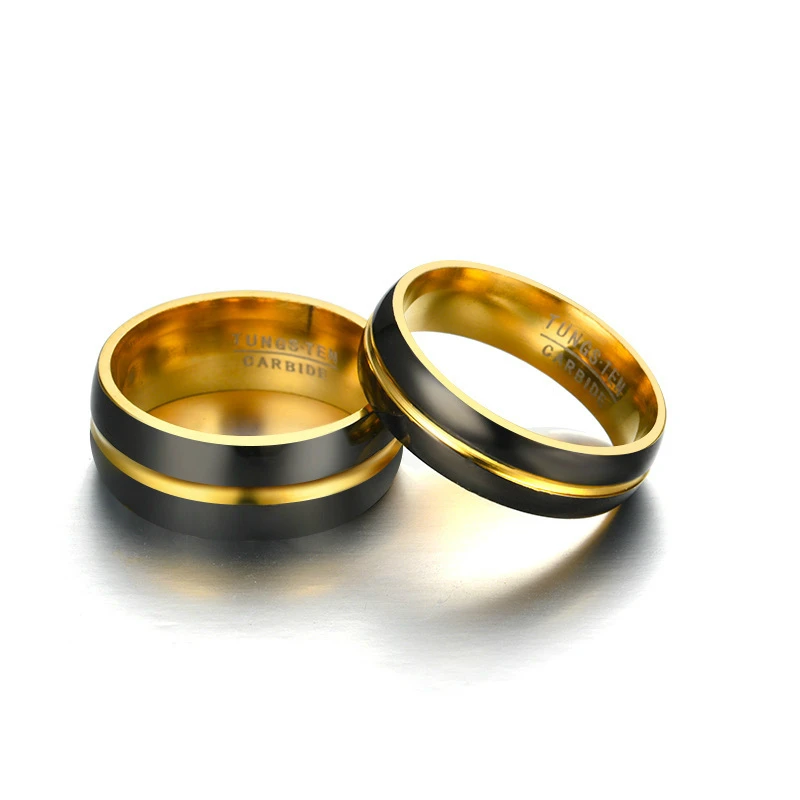 

Tungsten Rings for Men 5MM Thin Gold-color Wedding Rings for Male Jewelry