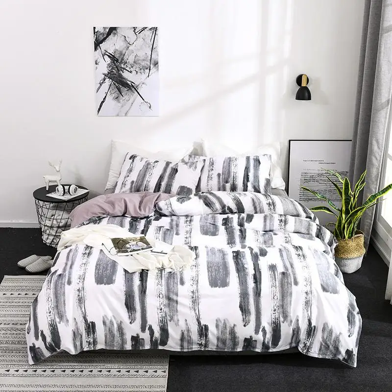 

Black And White Ink Comforter Bedding 2/3pcs King Duvet Cover High Quality Queen Bed Set For Adults
