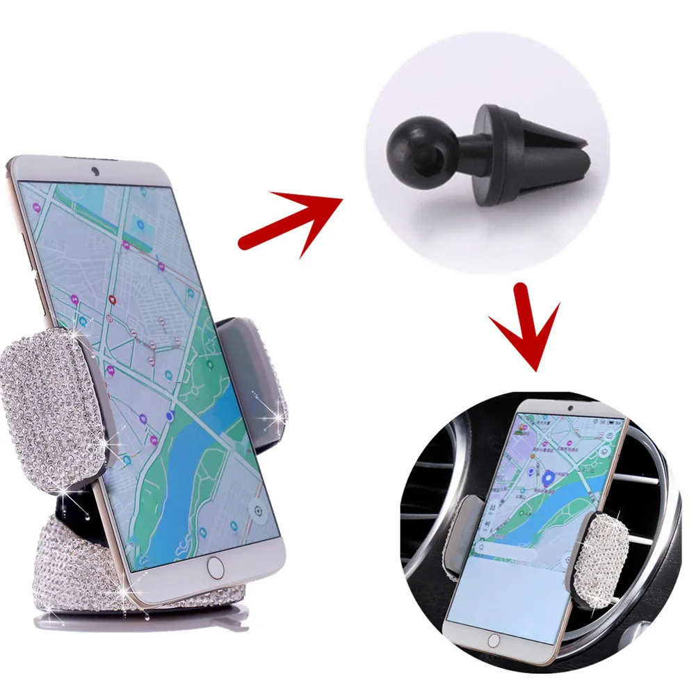 

21PCS Car Decor Accessories for Women Rhinestone Kit Dual USB Car Charger Phone Mount Tire Valve Cap Glass Cup Pad Backseat Hook