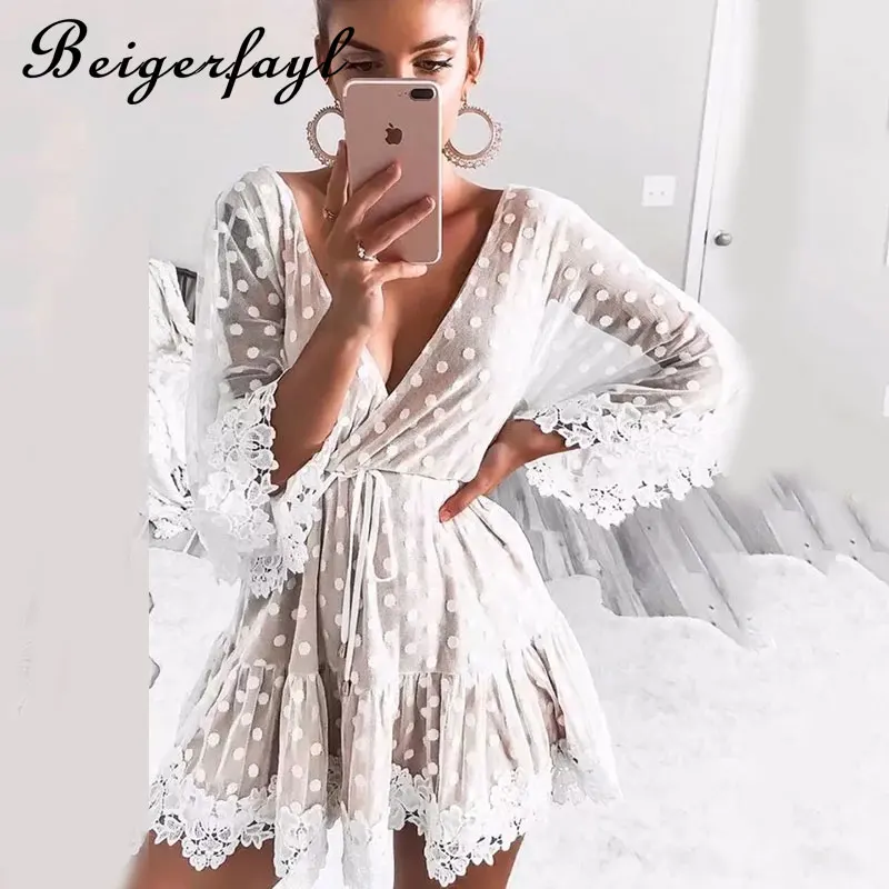 Beigerfayl белые кружевные сексуальные вечерние платья с блестками Элегантные
