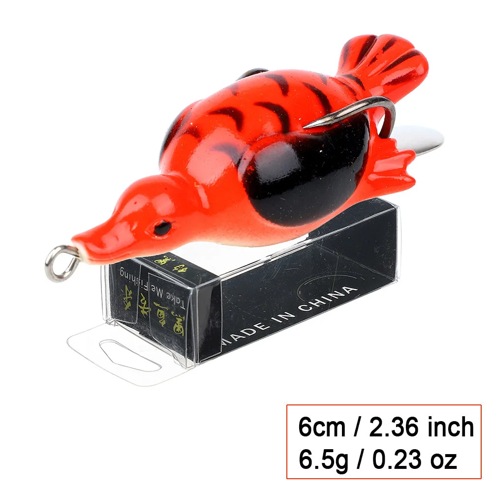 Red 6cm 6.5g DONQL 1 шт. лягушка утка Рыбалка Тонущая приманка воблеры Искусственные Силиконовые мягкие приманки ложка 7 см 11 г топвотер лягушка джиг, приманка для рыбалки - Цвет: Red 6cm 6.5g