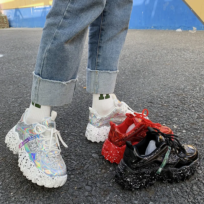 Кроссовки PINSEN женские на массивной платформе модная повседневная обувь белые