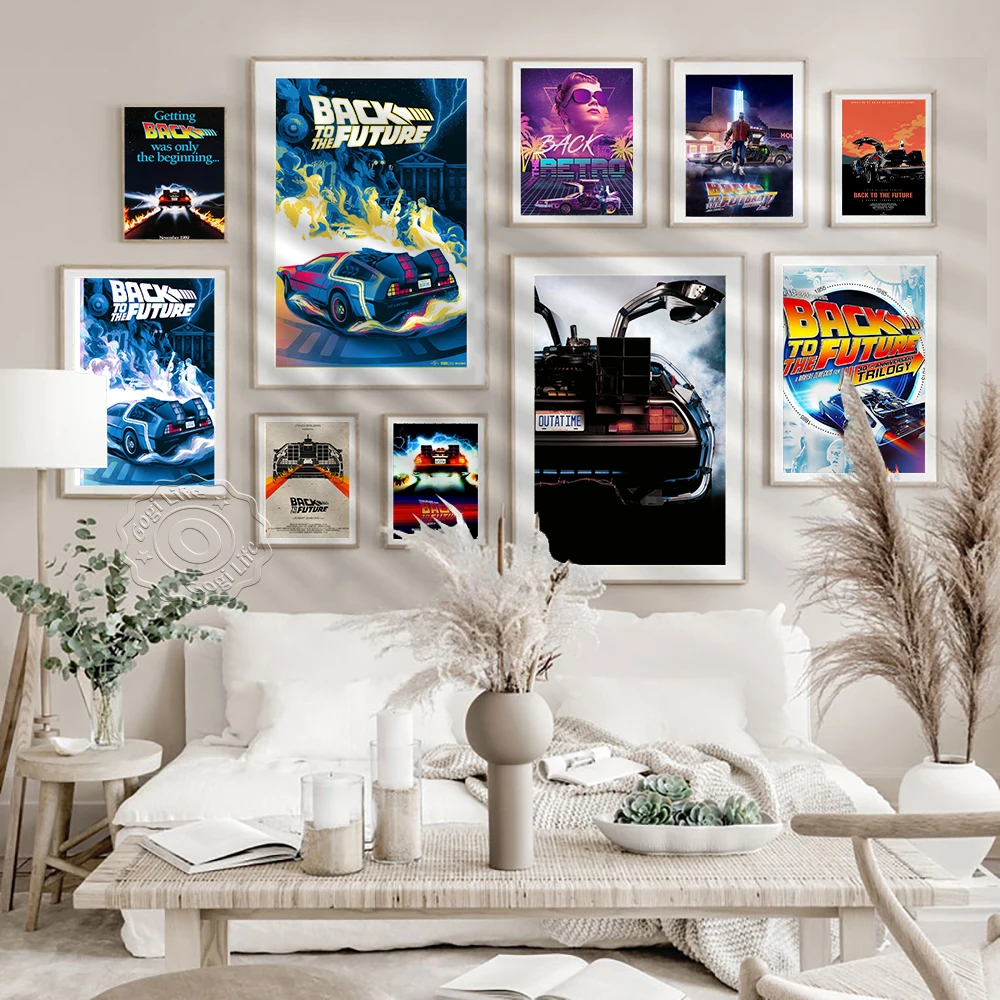 

Time Travel Movie Back to the Future Canvas Painting Vintage Posters, Cool Car Wall Art Decor, Kids Room Home Decor Wall Picture