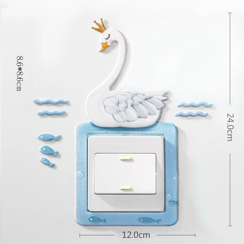 

Cartoon unicorn cactus 3d light switch decal Glow in the night Wall Sticker room decor Bedroom living room decoration painting