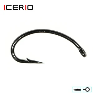 ICERIO 100 шт. крючок для вязания мух Нимфа Жук креветки Скад куколки личинки Caddis мухи для рыбной ловли крючков #8  #16