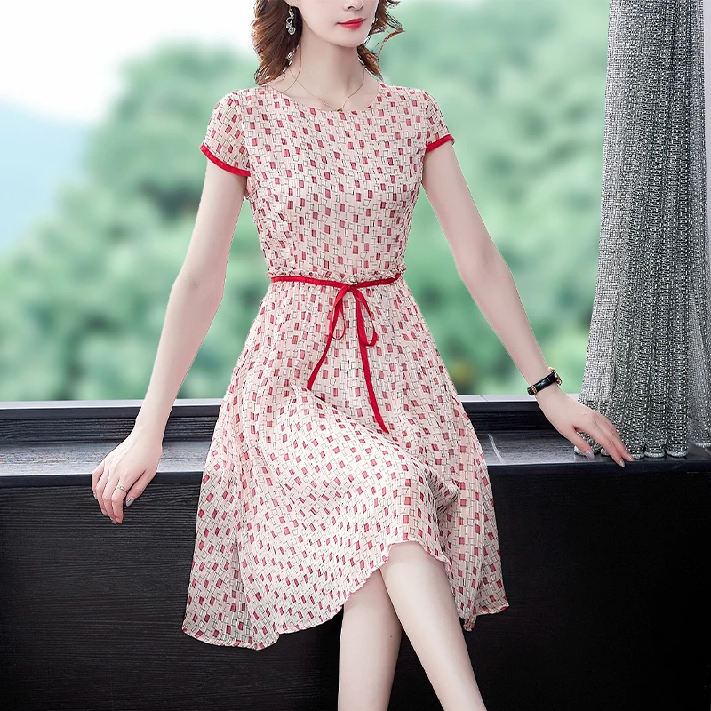Платье для женщин Лето 2020 новое платье с коротким рукавом женское шифоновое в