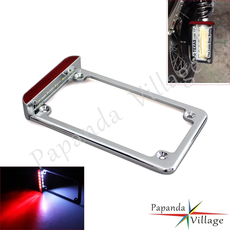 

Chrome LED License Plate Light Vertical Side Mount Holder Brake Taillight For Harley Cafe Racer Chopper Cruisers Bobber Taillamp