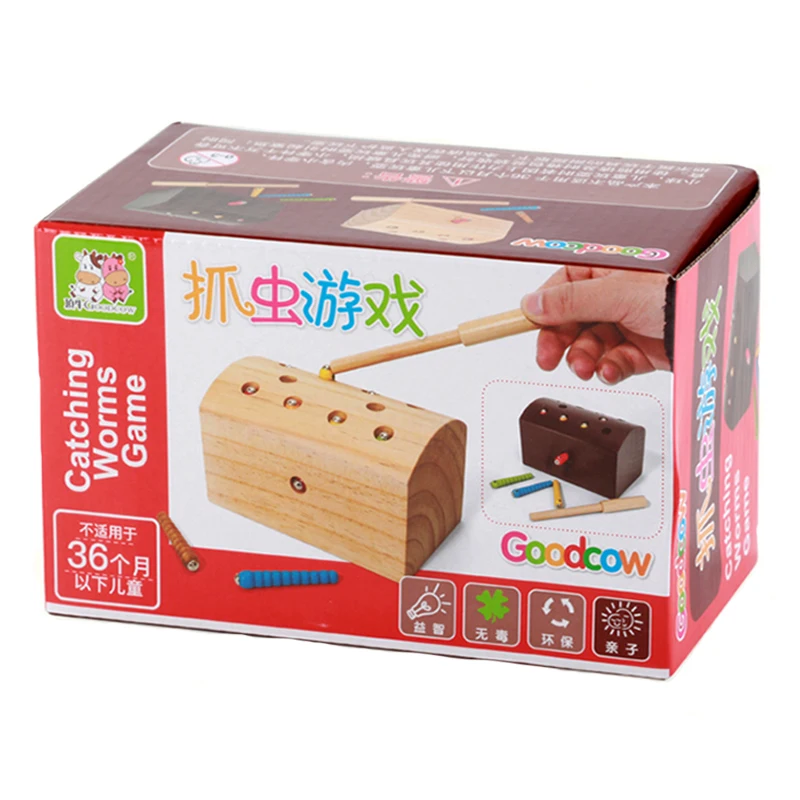 

Wooden Magnetic Fishing Games Catch Worm Insects Toy For Kids Education Children Early Development Baby Gift