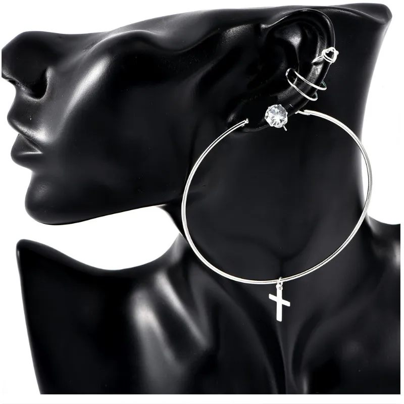 

Korean Fashion Heart Zircon Cross Earrings for Women Statement Ear Jewelry Gifts