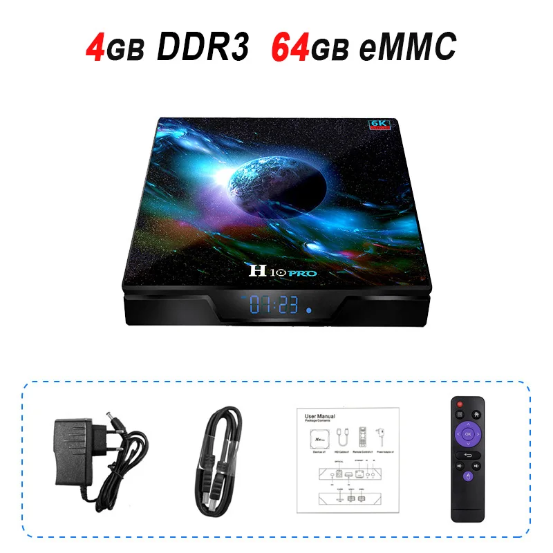 4GB 64GB H10 pro Smart tv Box Allwinner H603 Android 9,0 tv Box 4GB DDR3 64GB 2,4G 5G WiFi 6K медиаплеер - Цвет: 4GB 64GB