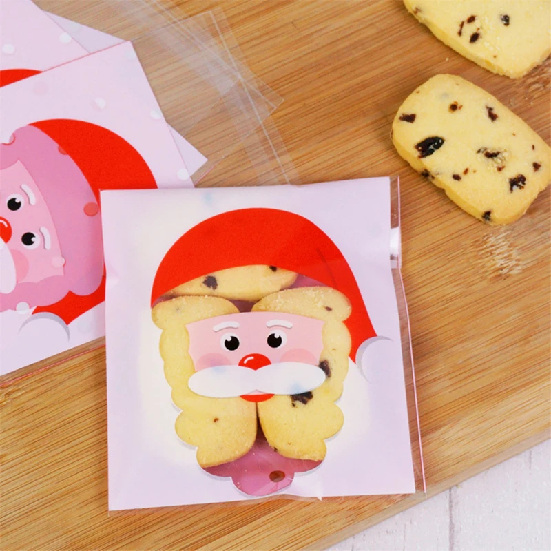 

100pcs Christmas Gift Bag Christmas Candy Bag Wedding Party Cookie New Year Presents Baking Package Party Supplies 10cmx14cm