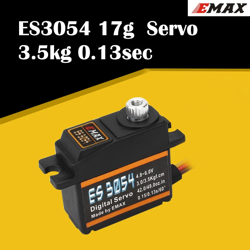 EMAX-Servo Digital de engranaje de Metal para avi&oacute;n teledirigido, ES3054, 17g, 3,5 kg, 0.13seg, 23T, versi&oacute;n mejorada-0