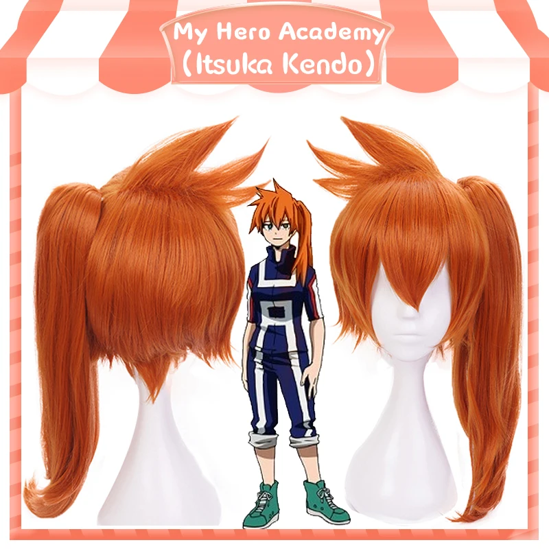Anogol My Hero Academy Itsuka Kendo, длинные прямые оранжевые волосы с конским хвостом, парики для косплея, парики для Хэллоуина, вечерние
