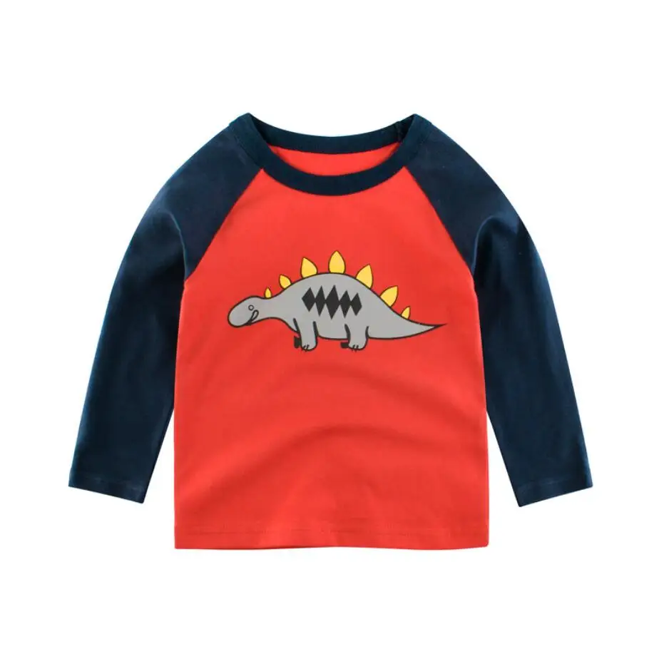 

7plus1 2020 new kids boys cartoons dinosaur cotton full sleeve T shirts for spring autumn long sleeve O neck Tee