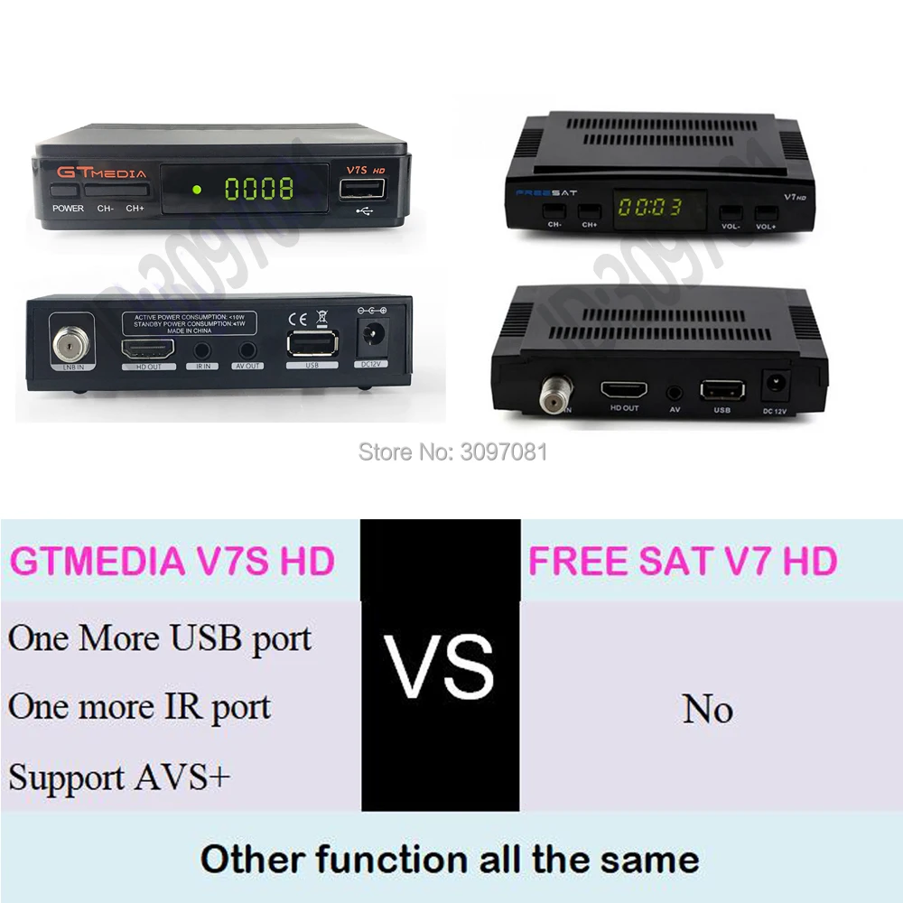 FTA DVB-S2 Gtmedia V7S HD спутниковый ТВ приемник Freesat V7 рецептор с USB Wifi Европа Cline для 2 yeas Испания Португалия
