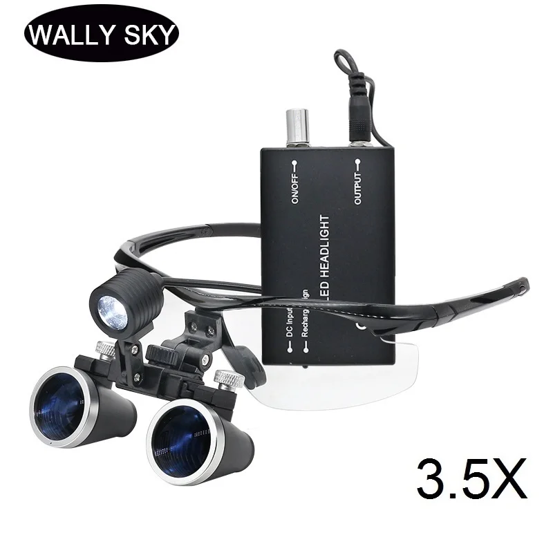 

Dental Loupe 3.5X Medical Operation Binocular Loupe with LED Headlight Rechargeable Lithium Battery Magnifying Glasses with Lamp