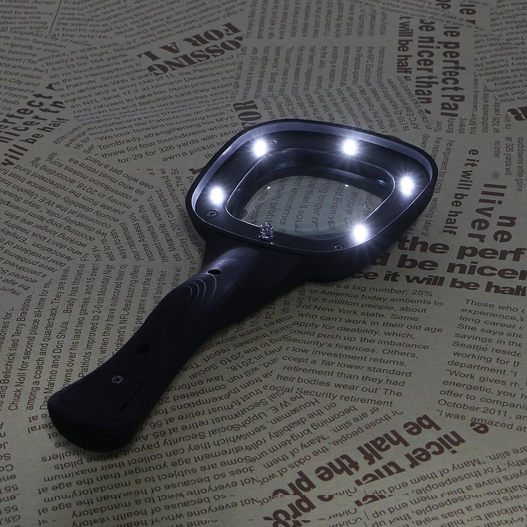 3X Ручной Лупа 5 светодиодный светильник для чтения увеличительное Стекло