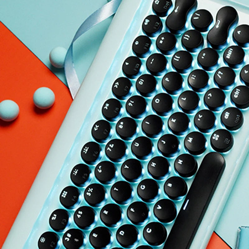 Typewriter Keyboard Wireless Bluetooth RGB Backlight Retro Mechanical Keyboard for Cellphone Tablet Laptop @M23