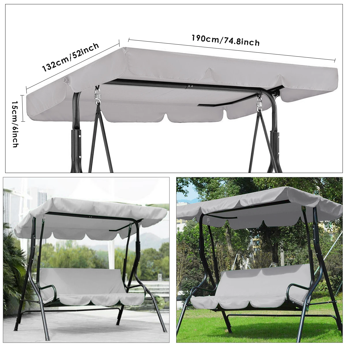 

Patio Swing Shade Cover Set Swing Canopy Seat Top Cover Swing Seat Cover For Garden Courtyard Outdoor Waterproof Swing Set Cover