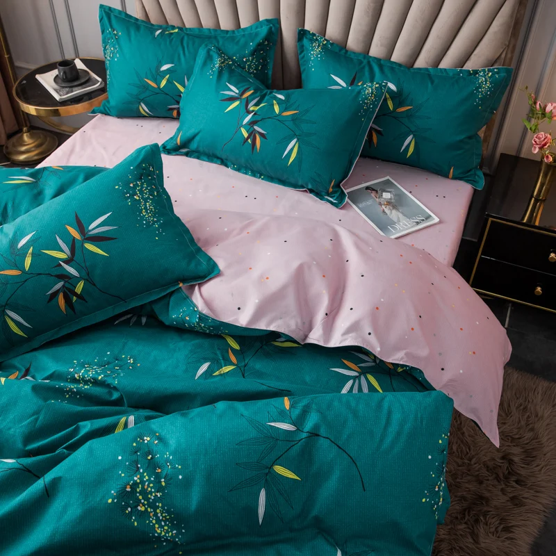

Nordic style bedding set cute leaf kawaii duvet cover pillowcase bed sheet sets bed linen for adult queen king size
