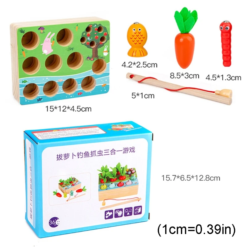 

Toddler Puzzle Happy Farm Game Pull Carrot Fishing Worm Catching Toy Baby Early Education Parent-child Interactive Toys