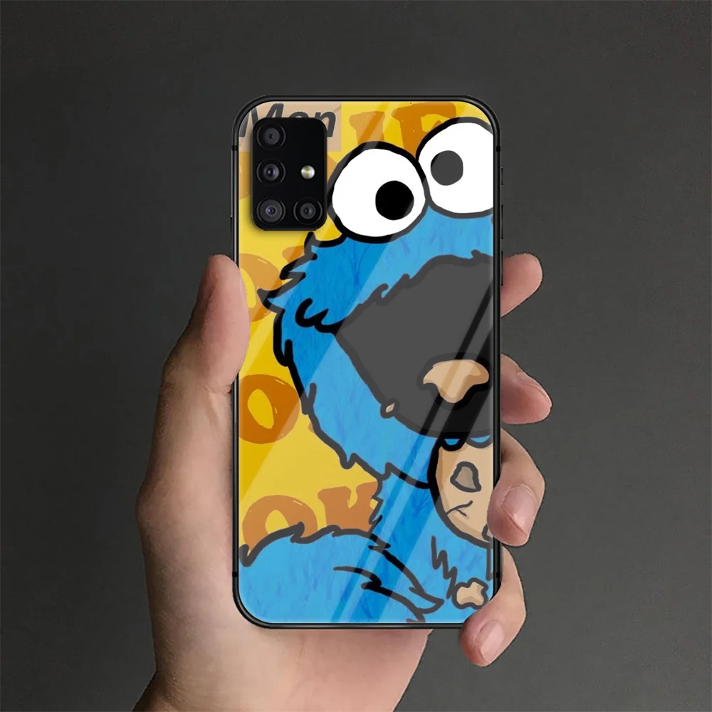 

Cookie Monster Phone Tempered Glass Case Cover For Samsung Galaxy A M 10 12 20 20E 21 21S 30 30S 31 40 50 51 70 71 Cell Pretty