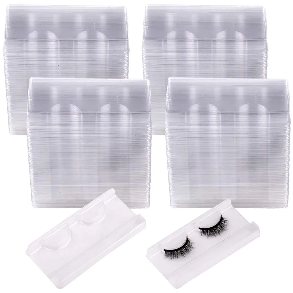

50/100/200Pcs Plastic Lashes Holder Clear Lash Trays Plastic Mink Transparent 8-25mm Empty Lashes Holder Eyelash Packaging Box