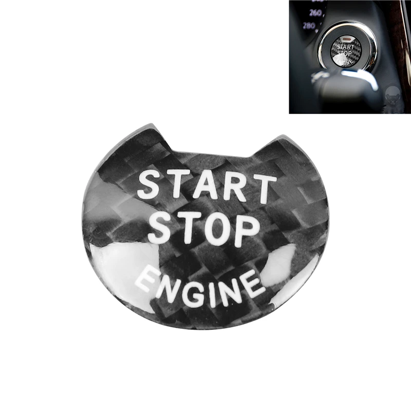 

Black Red Real Carbon Fiber Car Start Stop Engine Push Button Decorative Stickers for Infiniti Nissan Sunshine Bluebird Tiida