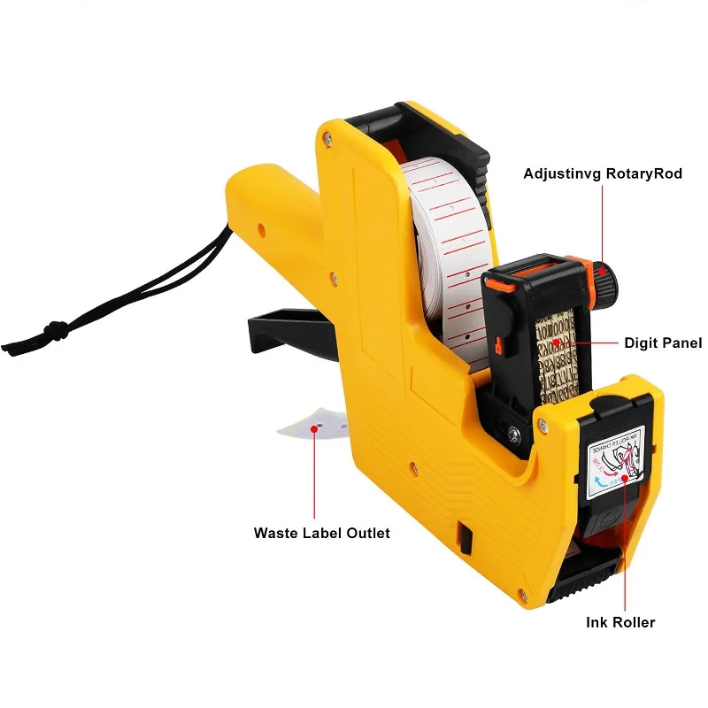 Пистолет с 8 цифрами + 500 белых Вт/этикеток красными линиями чернила | Дом и сад
