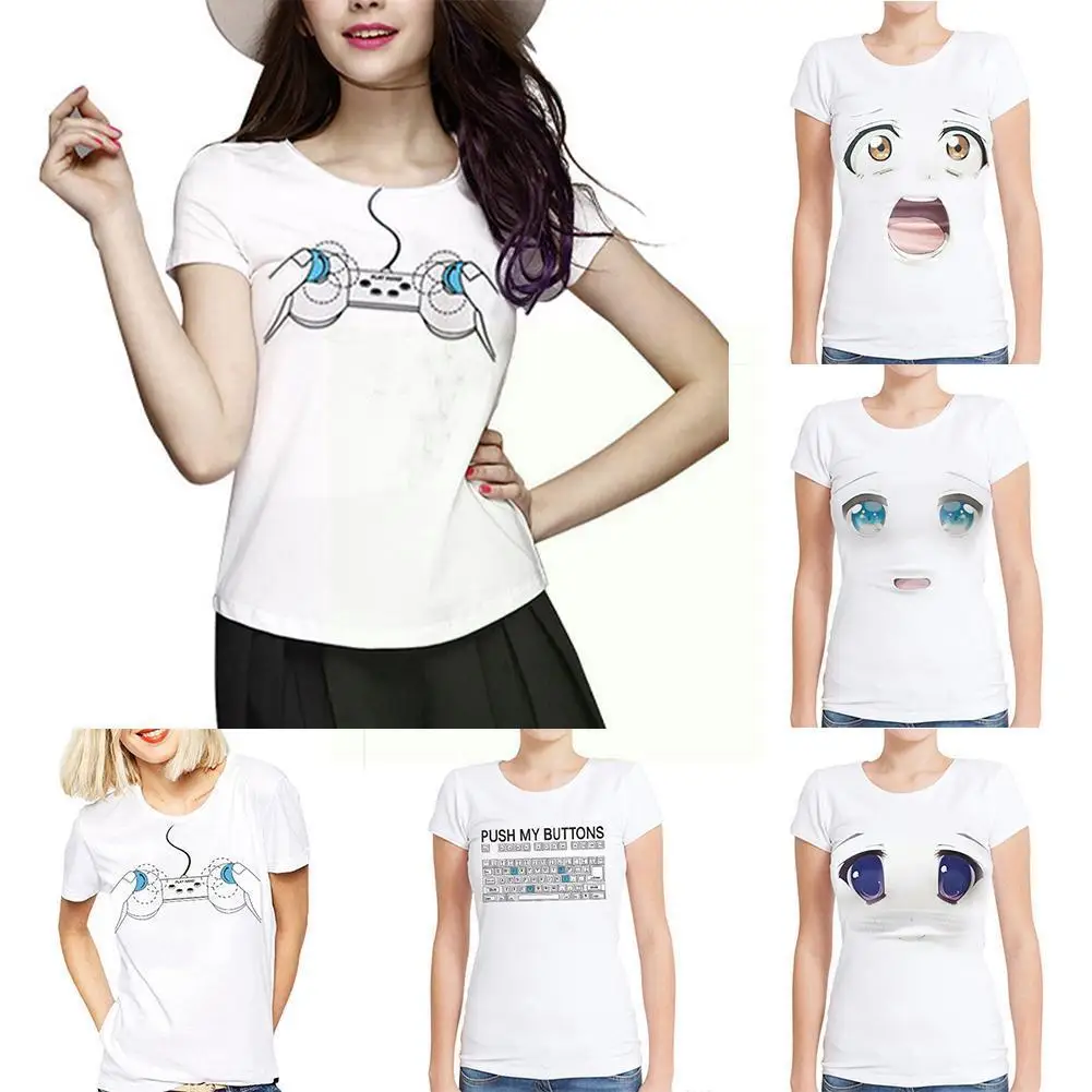 

New Arrived White Punk Women T-shirt Funny Graphic Printed Short Sleeve Pink Tops Tees T Shirt For Girls Loose Shirts J4s9