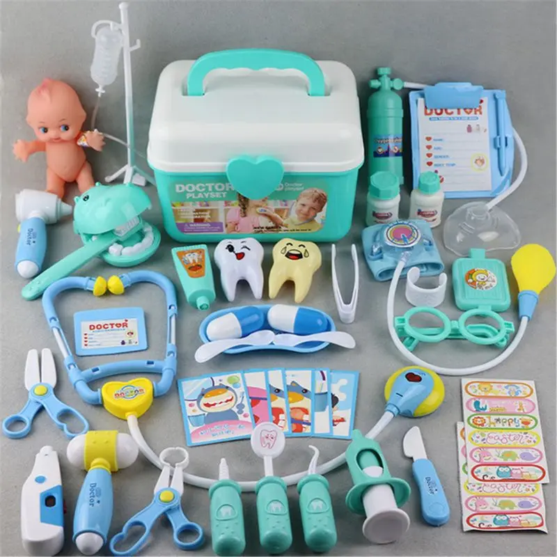 

Ambulance box 44 Pcs/Set Girls Role Play Doctor Game Medicine Simulation Dentist Pretend Toy