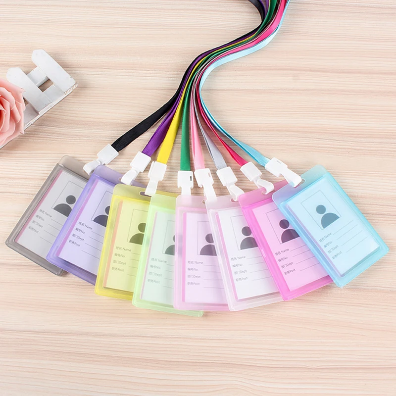 

1pcs Women Men ID Badge Credit Card Holder Protector Cover Student Bus Doctor Nurse Office ID Name Bank Card Case with Lanyard