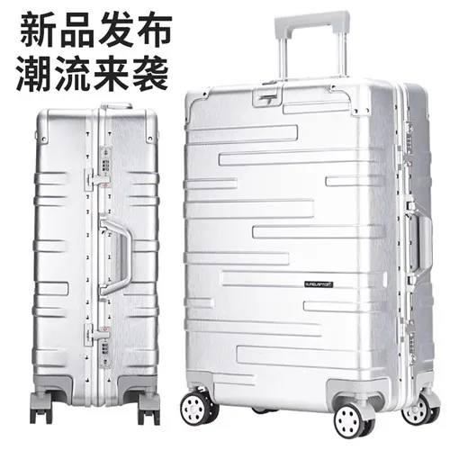 Aluminum frame KLQDZMS 2" 22" 2" 26" 29 дюймов Модный Дорожный чемодан с алюминиевой рамой, Скалка багажа, Спиннер на колесах, Мужская Женская тележка, чехол - Цвет: Aluminum frame