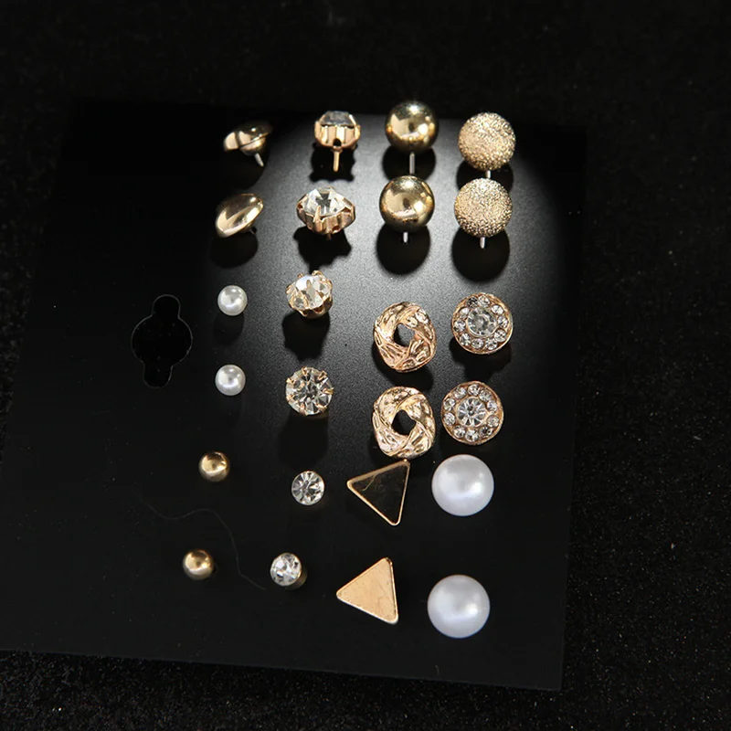 12 пар/компл. в богемном стиле Натуральный камень серьги гвоздики тренд панк с