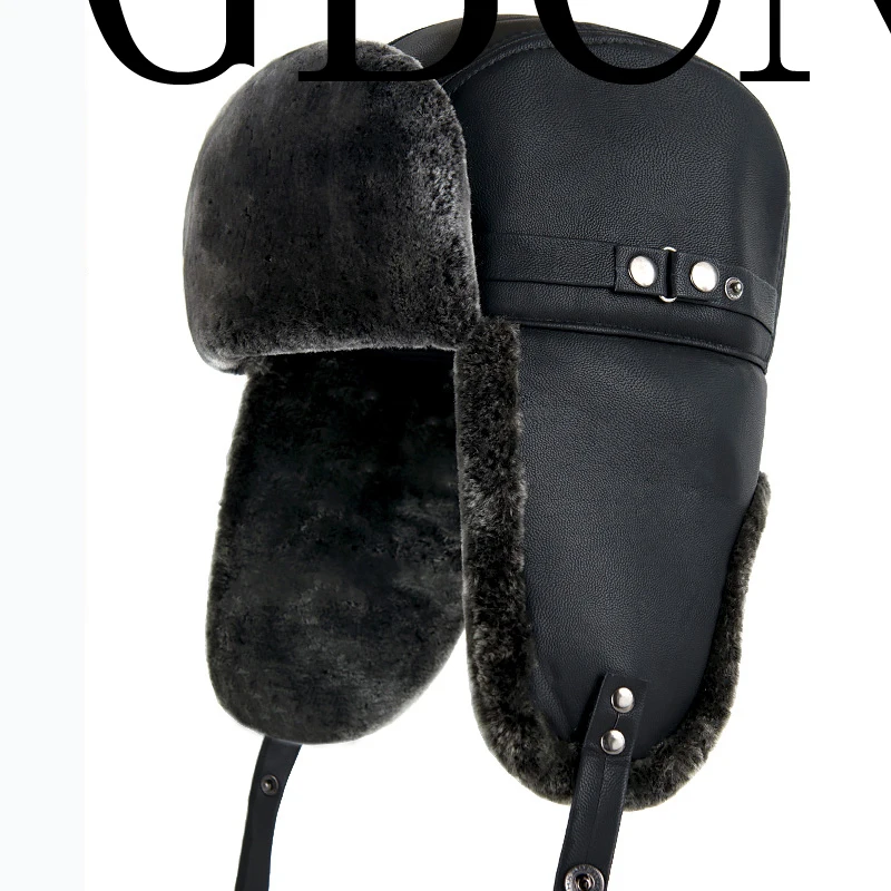 GBCNYIER Fur Male Warm Winter Cap Outdoor Winter Sports Keep Warm Hat Ear Protection Men Leisure Sunhat Leather Thick