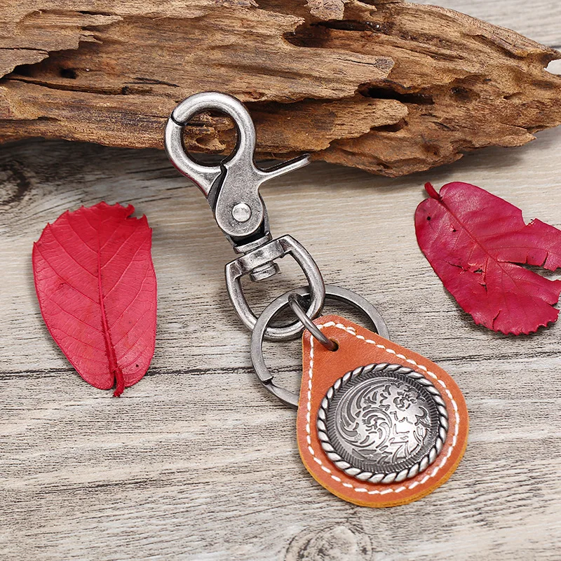 Мужской брелок из сплава и кожи в стиле панк кожаные этнические маленькие