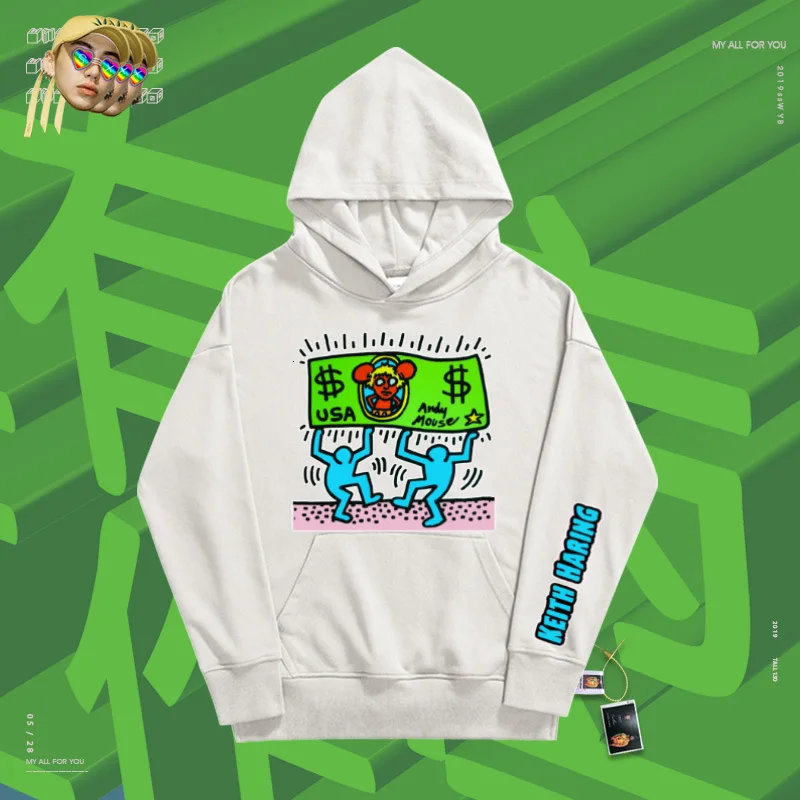 Осенняя одежда свитер шалость хип хоп классический свободный балахон Кит Харинг