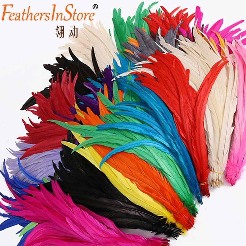 

100pcs 12-14inch natural rooster feather tails 30-35cm coque tail feathers for carnival performance decor