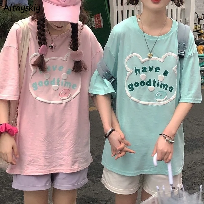 

Женские комплекты с принтом кавайная футболка с коротким рукавом шорты в японском стиле уличная одежда студенты Харадзюку удобная модная С...