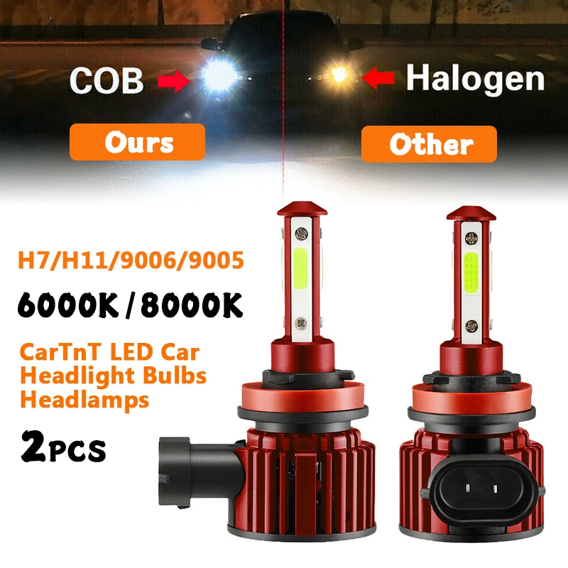 

2X Car LED Lights Headlight Bulbs H7 H8 H9 H11 Headlamps 9005 HB3 9006 HB4 Auto Lamps F8 6000K 8000K LED Bulb Headlight