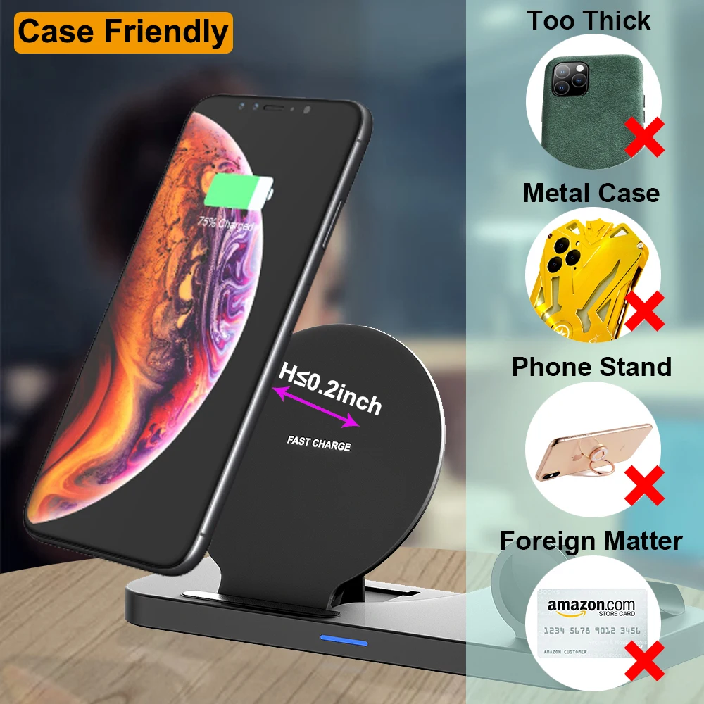 Беспроводное зарядное устройство 3 в 1 15 Вт для iPhone 11/11Pro/X/XS Apple Watch Series 5 4 Airpods