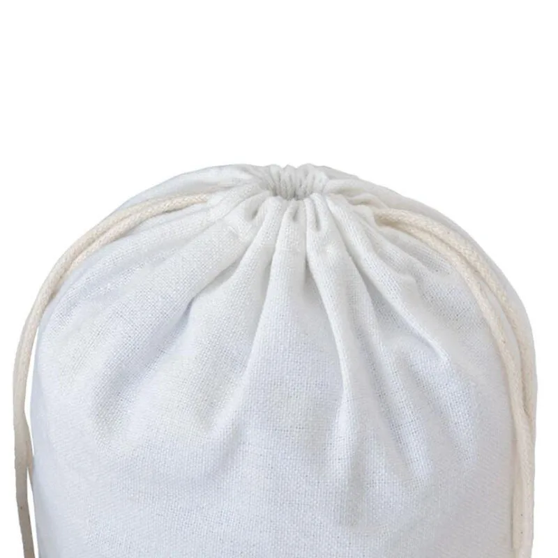 50pcs Customized Print Coloful Logo white beige Linen Cotton Drawstring bag Small Cosmetic Makeup Jewelry Packaging Gift Pouches